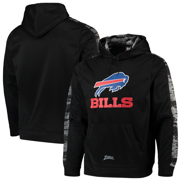 Men's Buffalo Bills Zubaz Black Tonal Oxide Pullover Hoodie